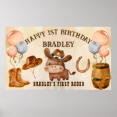 Poster Petit cowboy bébé cheval de premier rodéo annivers (Devant)