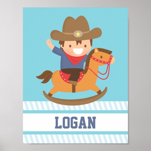 Poster Petit Cowboy Rocking Horse Boys Décor De La Chambr (Devant)
