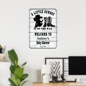 Poster Petit cowboy rustique baby shower noir et blanc (Bureau à domicile)