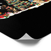 Poster Petit Dachshund Santa Hat Noël Arbre Lumières Chie (Coin)