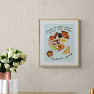 Poster Petit déjeuner amoureux nourriture citation cuisin