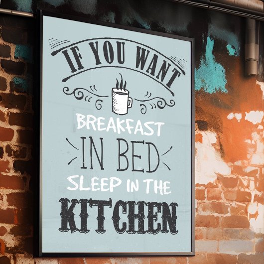 Poster Petit Déjeuner Amusant En Typographie Du Lit Citat