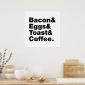 Poster Petit-déjeuner (Bacon & oeufs & Toast & Coffee.) P (Cuisine)