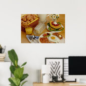 Poster Petit-déjeuner de bacon, oeufs et cruche de lait (Bureau à domicile)