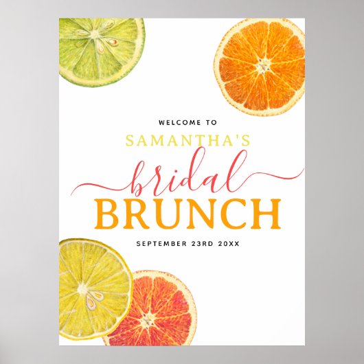 Poster Petit déjeuner de mariage Citron Orange Citrus (Devant)
