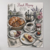 Poster Petit déjeuner matin français à Paris (Devant)