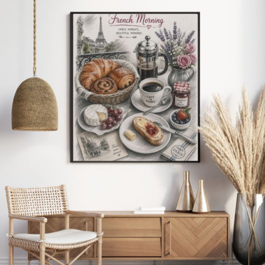 Poster Petit déjeuner matin français à Paris