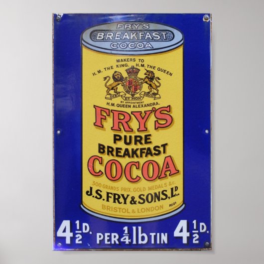 Poster Petit-déjeuner pur vintage Fry's Cocoa Publicité (Devant)