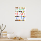 Poster Petit-Déjeuner Servi Toute La Journée Nez Diner Si (Cuisine)