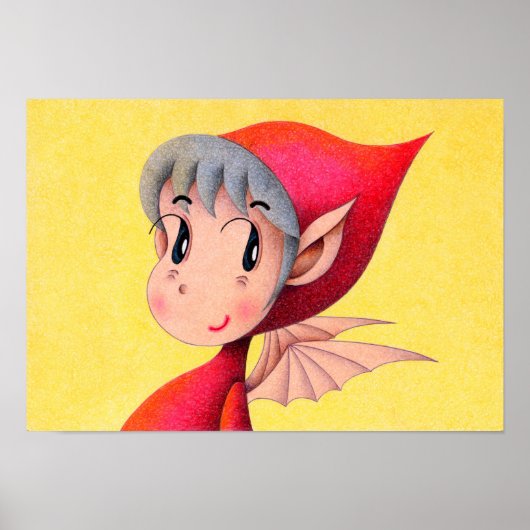 Poster Petit diable rouge vif. (Devant)