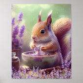 Poster Petit Écureuil dans les champs de lavande Art Pépi (Devant)