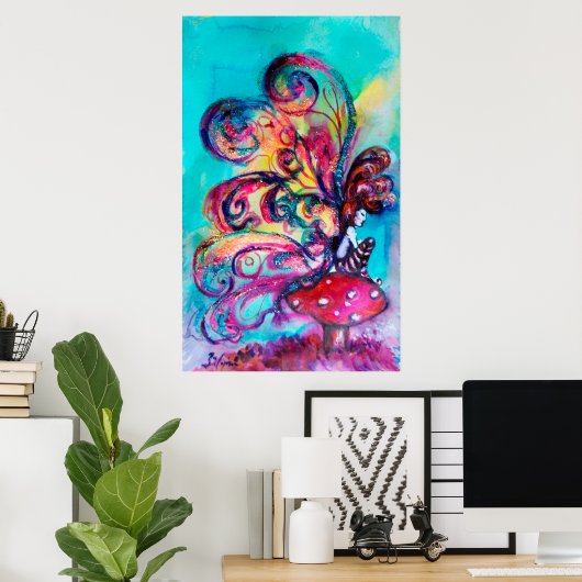 Poster Petit Elfe de Champignons (Bureau à domicile)