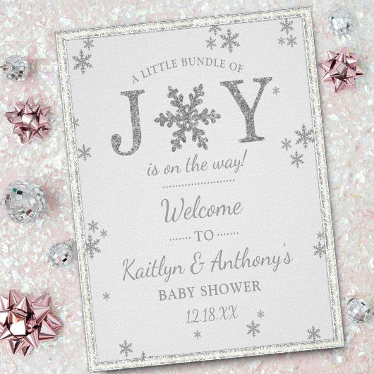 Poster Petit Ensemble De Joie Baby shower De Noël Bienven