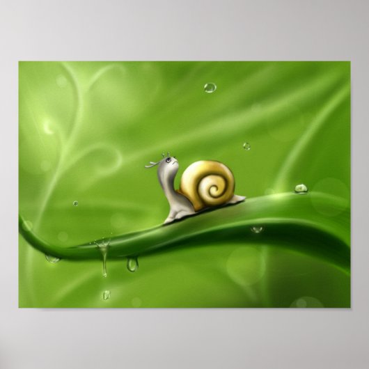 Poster Petit Escargot de dessin en pluie (Devant)
