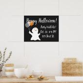 Poster Petit fantôme d'Halloween avec ballons (Cuisine)