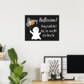 Poster Petit fantôme d'Halloween avec ballons (Bureau à domicile)