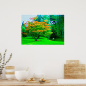 Poster Petit Fleuve Orange Arbre Et Herbe Verte (Cuisine)