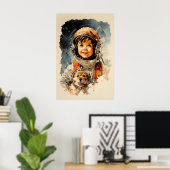 Poster Petit garçon astronaute et chien (Bureau à domicile)