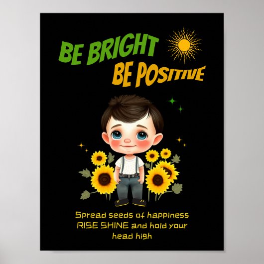 Poster Petit garçon avec des tournesols (Devant)