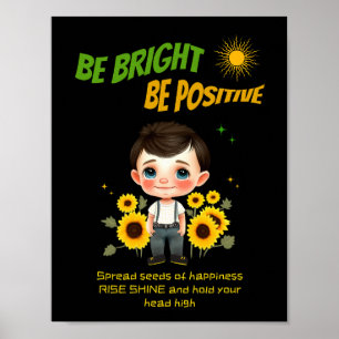 Poster Petit garçon avec tournesol