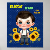 Poster Petit garçon avec tournesol (Devant)