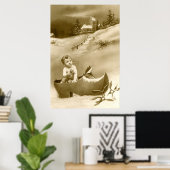 Poster Petit garçon de Noël, clog et mistletoe (Bureau à domicile)