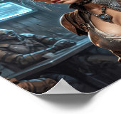 Poster Petit garçon de vache spatiale avec cyber-armure (Coin)