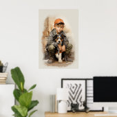 Poster Petit garçon et chien (Bureau à domicile)