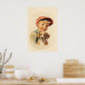 Poster Petit garçon et chien (Cuisine)