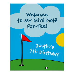 Poster Petit golf putt putt putt pour enfants fête d'anni
