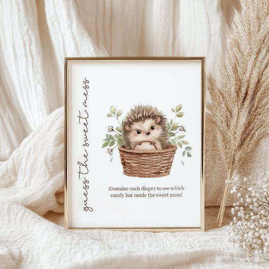 Poster Petit hérisson doux désordre couche bébé Shower je