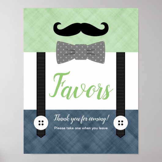 Poster Petit homme vert marine garçon baby shower faveurs (Devant)