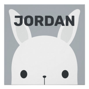 Poster Petit lapin de lapin mignon avec nom personnalisé 