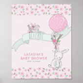 Poster Petit lapin et Baby shower de ballon Bienvenue (Devant)