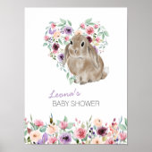 Poster Petit Lapin Floral Amour Coeur Bienvenue (Devant)