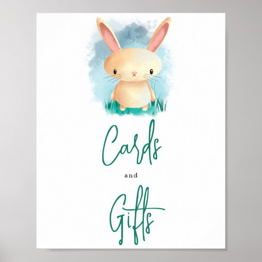 Poster Petit lapin mignon - cartes et cadeaux (Devant)