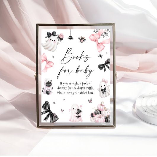 Poster Petit livre rose Halloween Livres pour bébé