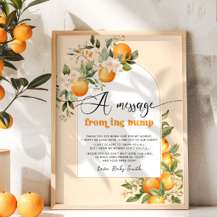 Poster Petit message baby shower mignon de la bosse