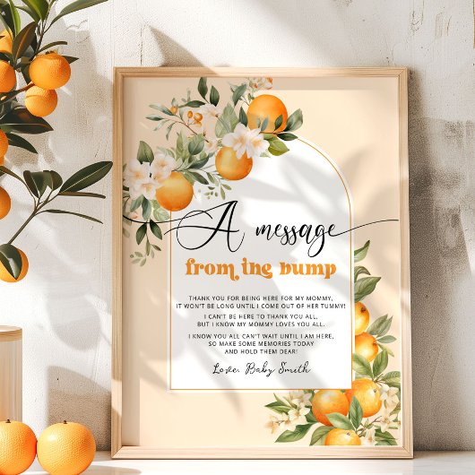 Poster Petit message baby shower mignon de la bosse