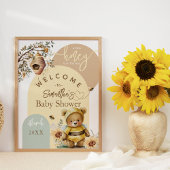 Poster Petit miel Bee Bear Baby shower accueil