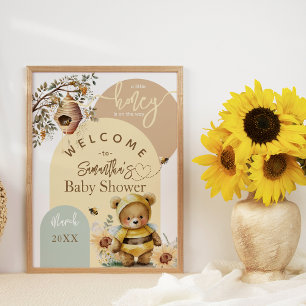 Poster Petit miel Bee Bear Baby shower accueil