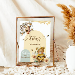 Poster Petit miel Ours d'abeille Baby shower Faveurs
