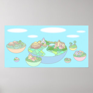 Poster Petit monde au sein d'une île flottante.