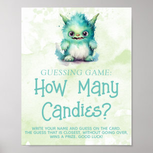 Poster Petit Monster Boy Baby shower Guesser Jeu Signe