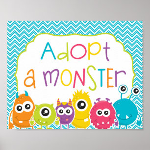 Poster Petit Monstre Anniversaire Adopté un Monstre Panne