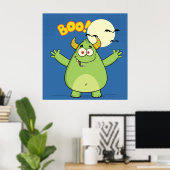 Poster Petit monstre vert Halloween Boo (Bureau à domicile)