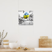 Poster Petit Oiseau noir et blanc photo (Cuisine)