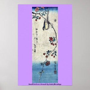 Poster Petit oiseau sur une branche par Ando, Hiroshige