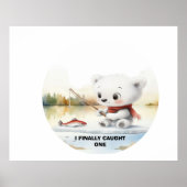 Poster Petit Ours A Finalement Atterré Un Poisson (Devant)