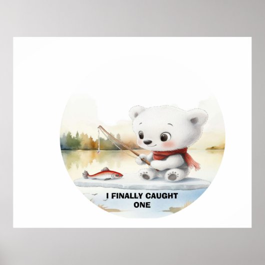 Poster Petit Ours A Finalement Atterré Un Poisson (Devant)